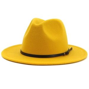 Yellow Belted Fedora Hat